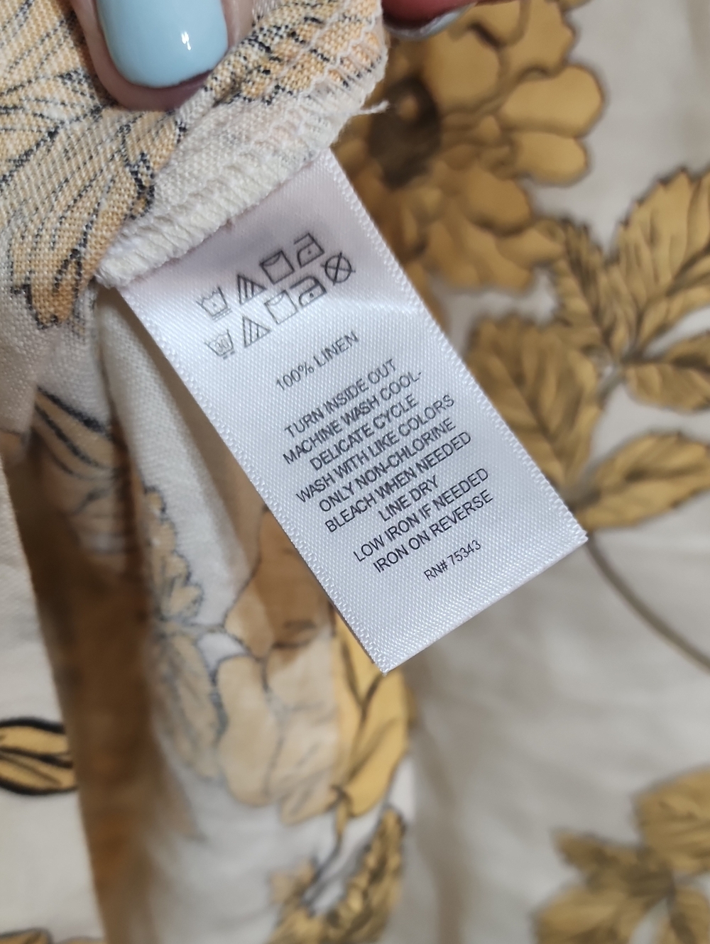 Cynthia Rowley Women's Cream Floral Linen Dress with Golden Yellow Print - Picture 9 of 9